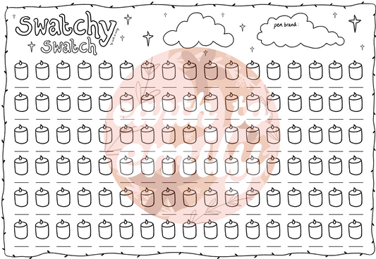 cosy candle swatch sheet ✽ digital downloadable page