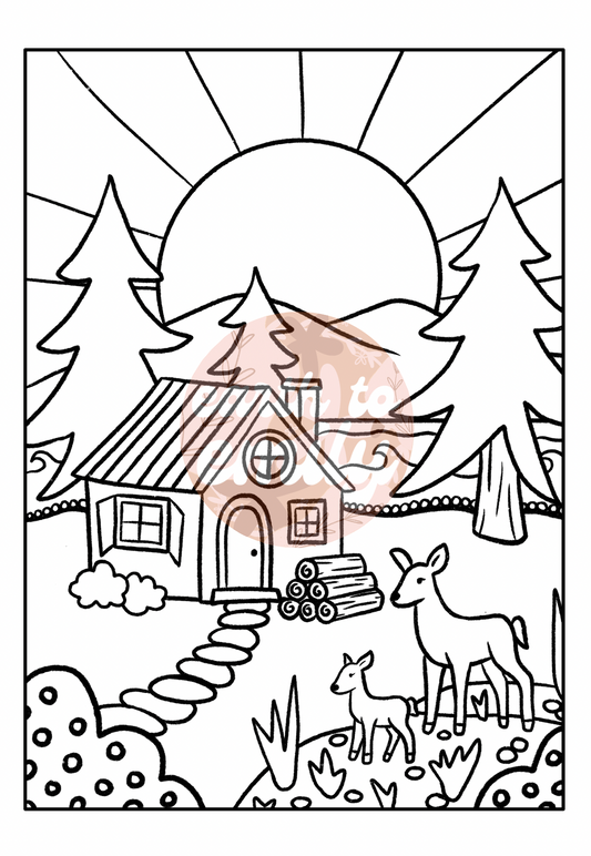 doe + fawn ✽ digital downloadable colouring page
