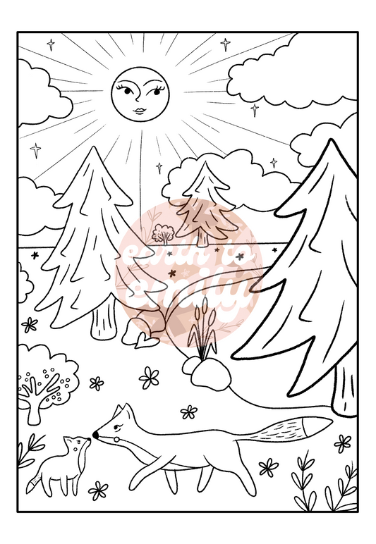 vixen + cub ✽ digital downloadable colouring page