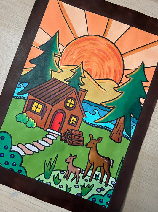 doe + fawn ✽ digital downloadable colouring page