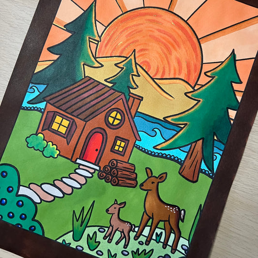 doe + fawn ✽ digital downloadable colouring page
