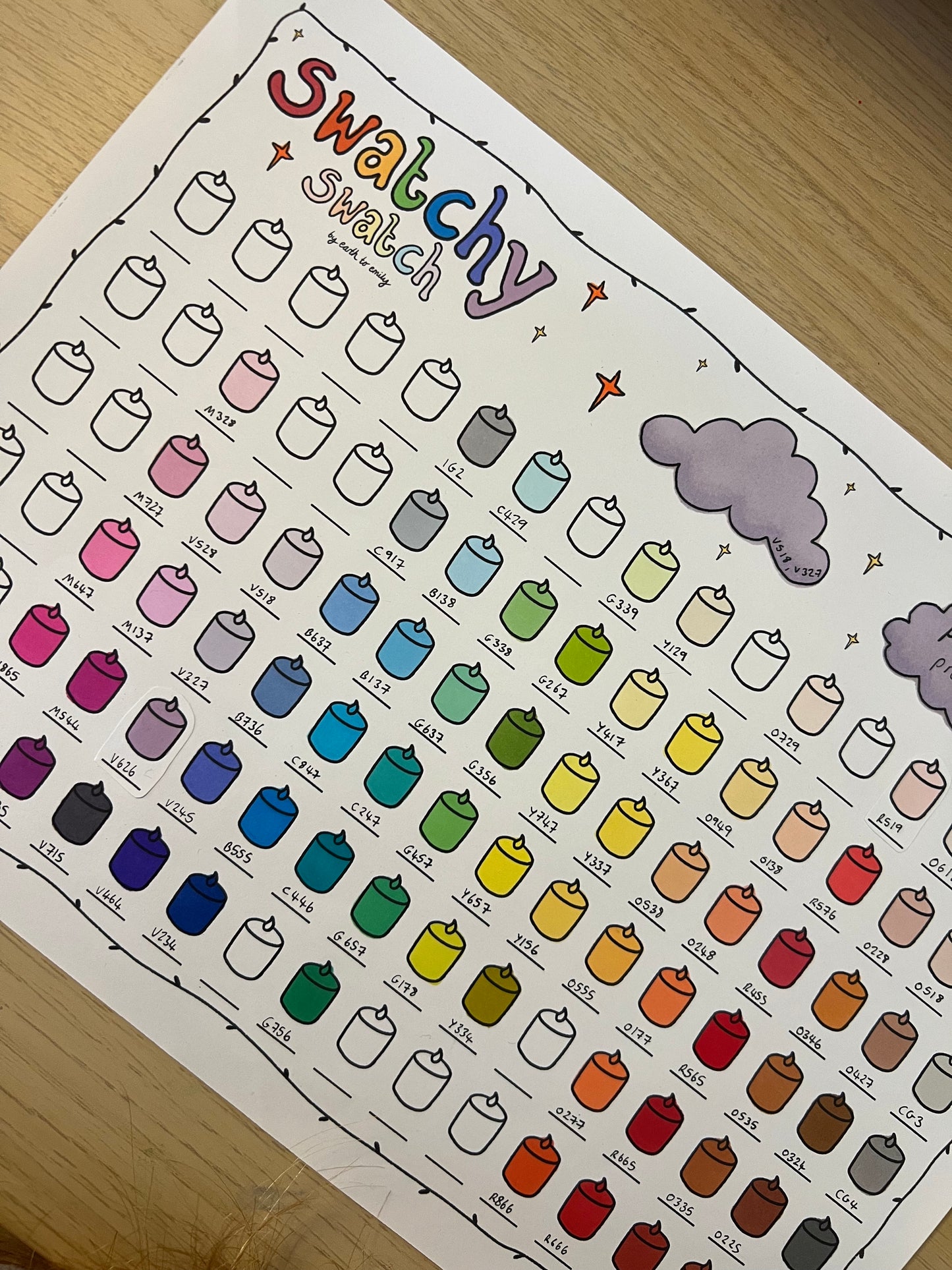 cosy candle swatch sheet ✽ digital downloadable page