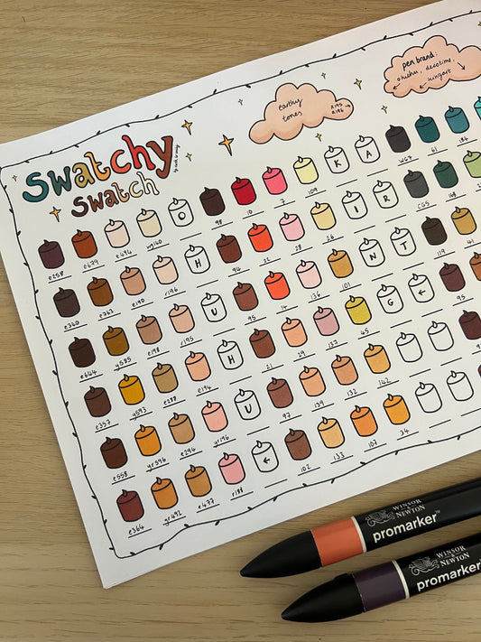 cosy candle swatch sheet ✽ digital downloadable page