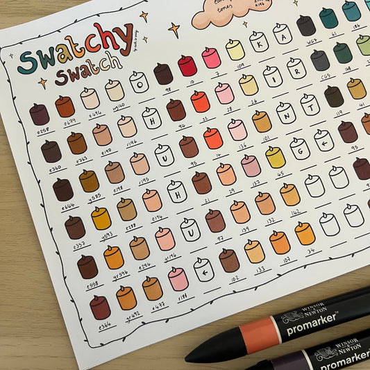 cosy candle swatch sheet ✽ digital downloadable page